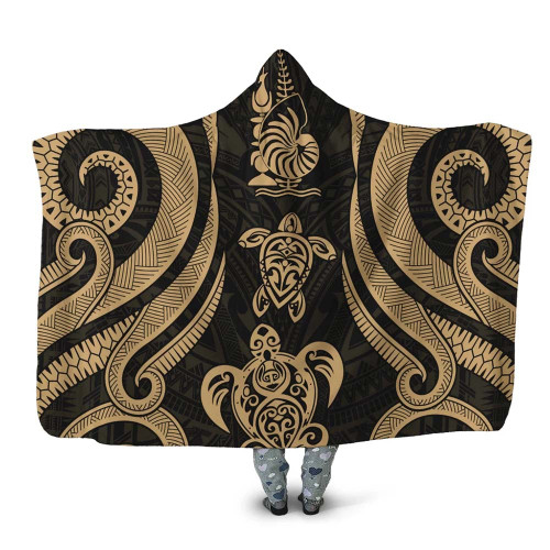 New Caledonia Hooded Blanket - Gold Tentacle Turtle 1
