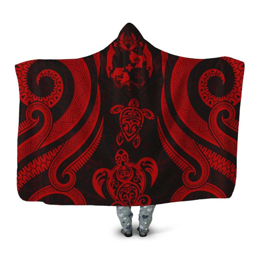 Tonga Hooded Blanket - Red Tentacle Turtle 1