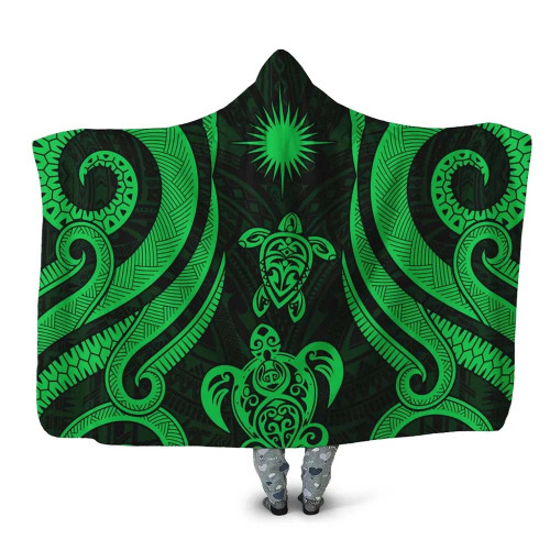 Marshall Islands Hooded Blanket - Green Tentacle Turtle 1
