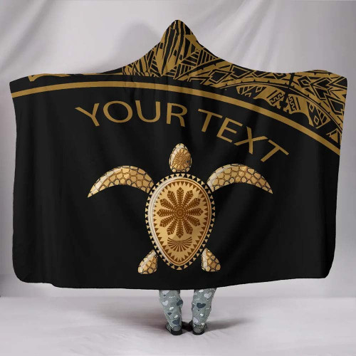 Turtle Personalised Hooded Blanket - Polynesian Gold Curve Style 1