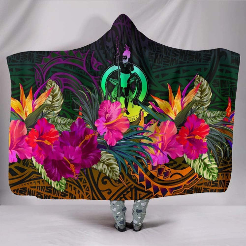 Vanuatu Hooded Blanket - Summer Hibiscus 1