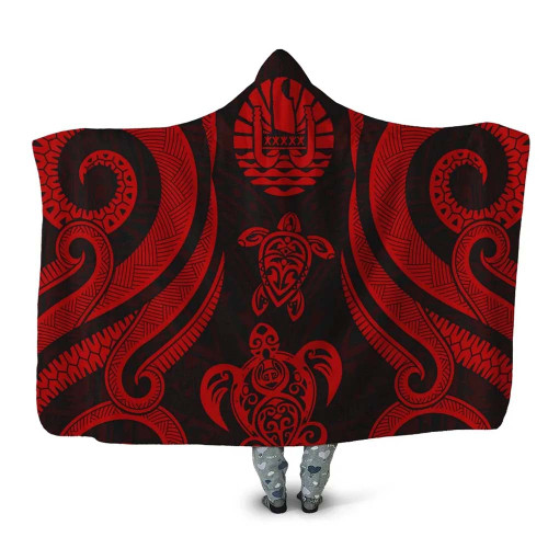 Tahiti Hooded Blanket - Red Tentacle Turtle 1
