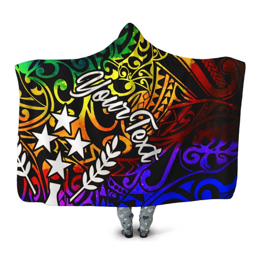 Kosrae Custom Personalised Hooded Blanket - Rainbow Polynesian Pattern 1