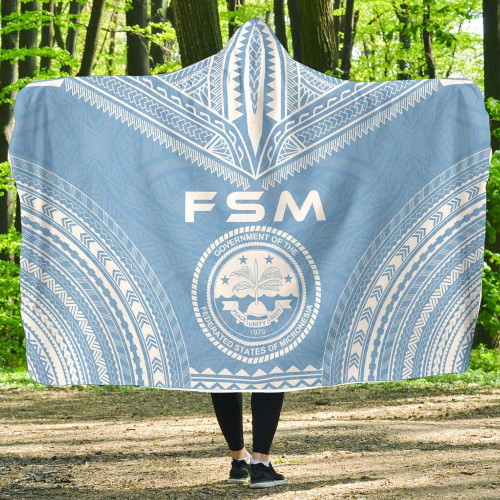 Federated States Of Micronesia Flag Polynesian Chief Hooded Blanket 1