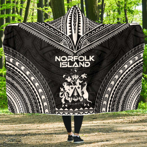 Norfolk Island Polynesian Chief Hooded Blanket - Black Version 1