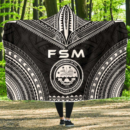 Federated States Of Micronesia Polynesian Chief Hooded Blanket - Black Version 1