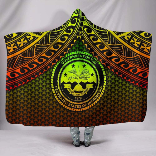 Federated States of Micronesia Personalised Hooded Blankets - Reggae Vintage Polynesian Patterns 1