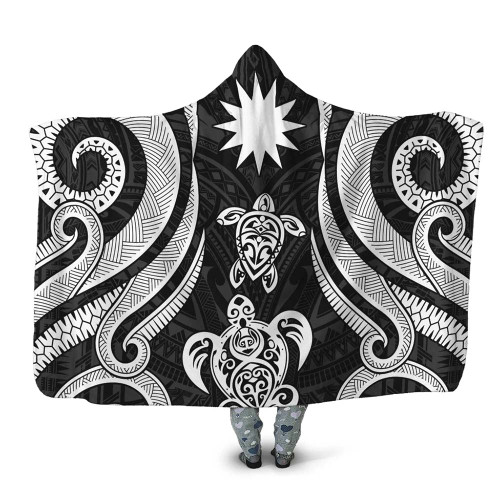 Nauru Hooded Blanket - White Tentacle Turtle 1