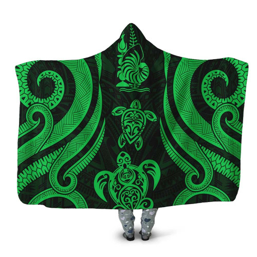 New Caledonia Hooded Blanket - Green Tentacle Turtle 1