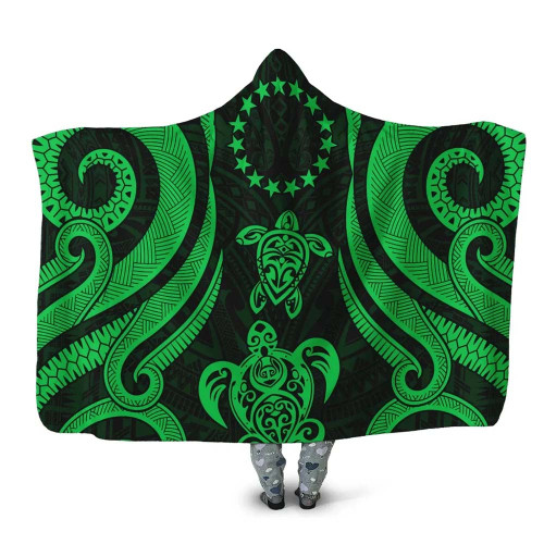 Cook Islands Hooded Blanket - Green Tentacle Turtle 1
