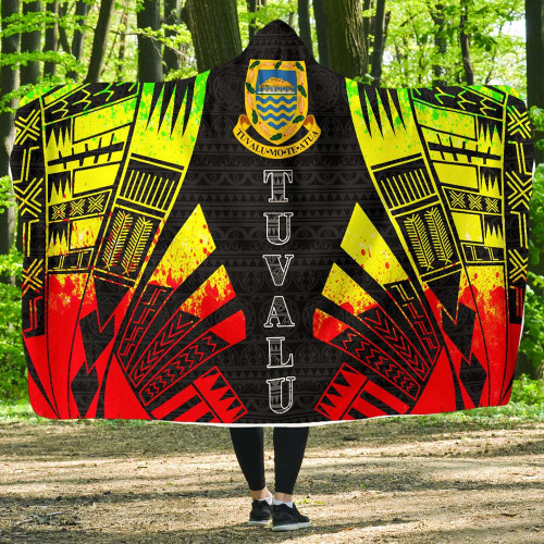 Tuvalu Hooded Blanket - Polynesian Tattoo Reggae 1