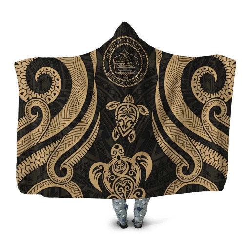 Palau Hooded Blanket - Gold Tentacle Turtle 1
