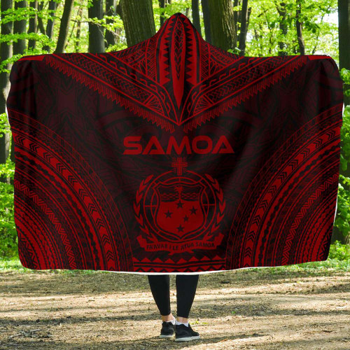 Samoa Polynesian Chief Hooded Blanket - Red Version 1