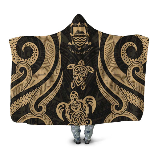 Tuvalu Hooded Blanket - Gold Tentacle Turtle 1