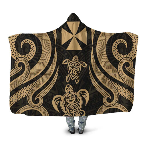 Wallis and Futuna Hooded Blanket - Gold Tentacle Turtle 1