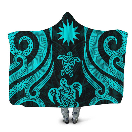 Nauru Hooded Blanket - Turquoise Tentacle Turtle 1