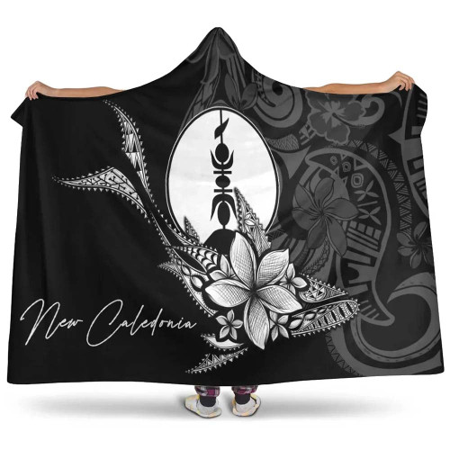 New Caledonia Hooded Blanket - Fish With Plumeria Flowers Style 1