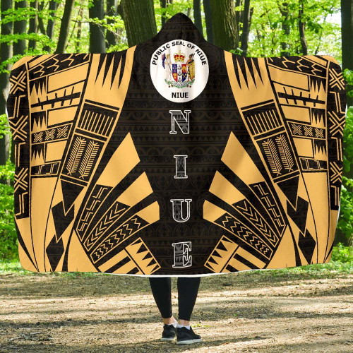 Niue Hooded Blanket - Polynesian Tattoo Gold 1