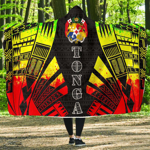 Tonga Hooded Blanket - Polynesian Tattoo Reggae 1