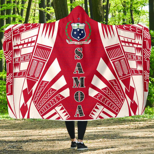 Samoa Hooded Blanket - Polynesian Tattoo Flag 1