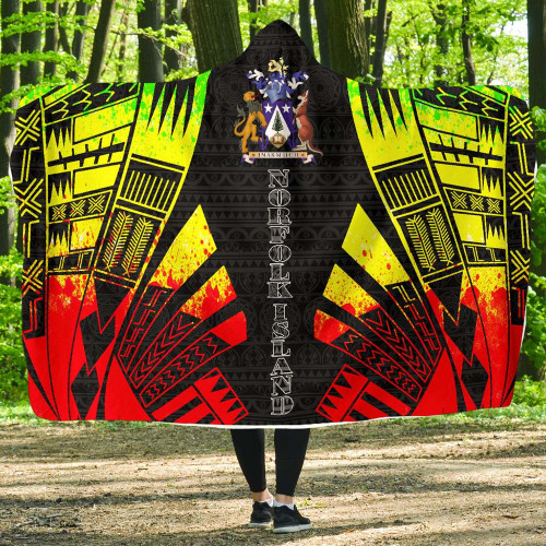Norfolk Island Hooded Blanket - Polynesian Tattoo Reggae 1