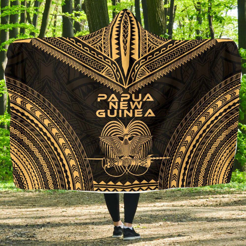 Papua New Guinea Polynesian Chief Hooded Blanket - Gold Version 1