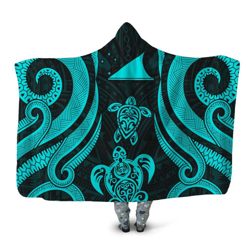 Tokelau Hooded Blanket - Turquoise Tentacle Turtle 1