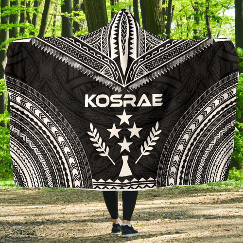 Kosrae Polynesian Chief Hooded Blanket - Black Version 1