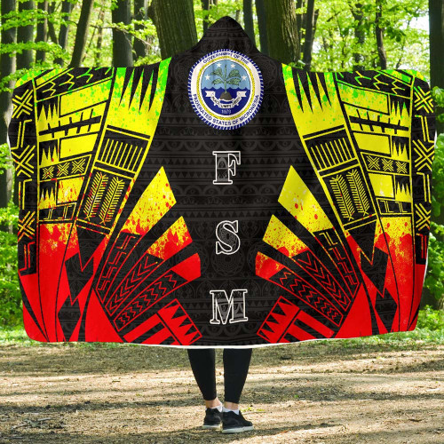 Federated States of Micronesia Hooded Blanket - Polynesian Tattoo Reggae 1