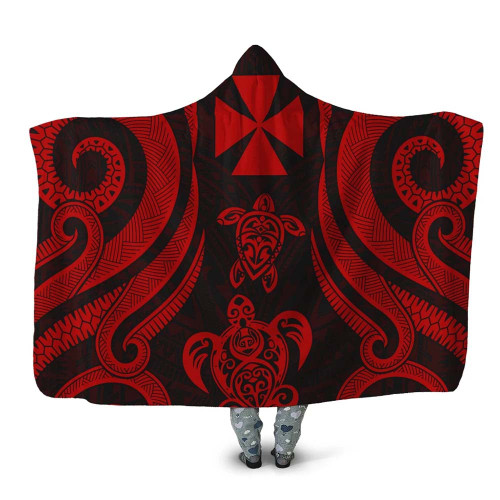 Wallis and Futuna Hooded Blanket - Red Tentacle Turtle 1
