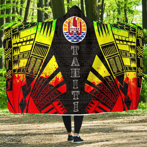 Tahiti Hooded Blanket - Polynesian Tattoo Reggae 1