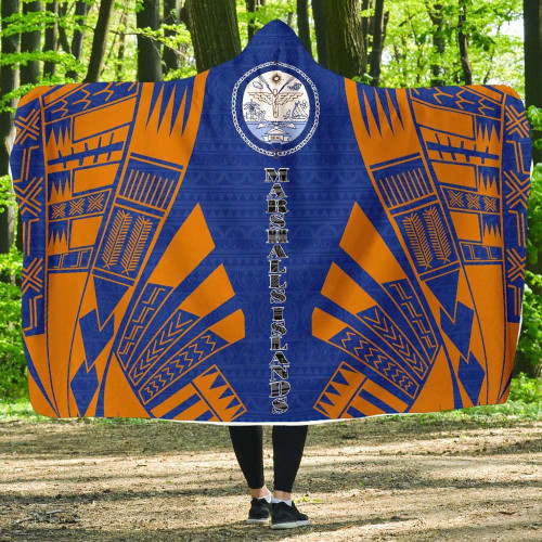Marshall Islands Hooded Blanket - Polynesian Tattoo Flag 1