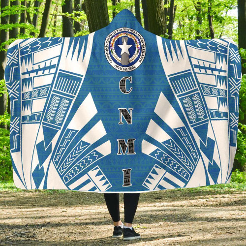Northern Mariana Islands Hooded Blanket - Polynesian Tattoo Flag 1