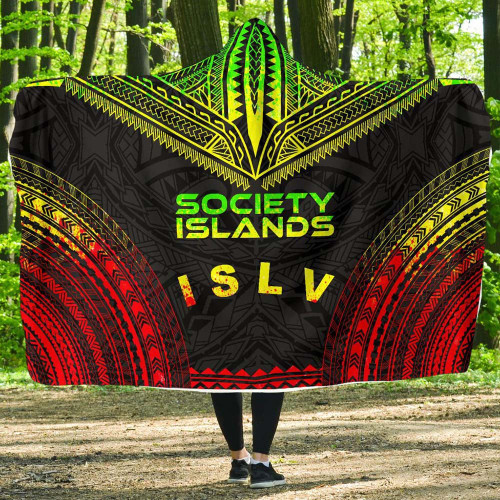Society Islands Polynesian Chief Hooded Blanket - Reggae Version 1
