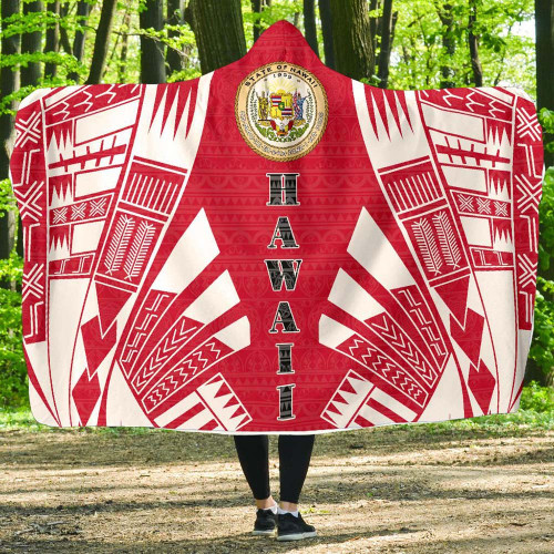 Hawaii Hooded Blanket - Polynesian Tattoo Flag 1