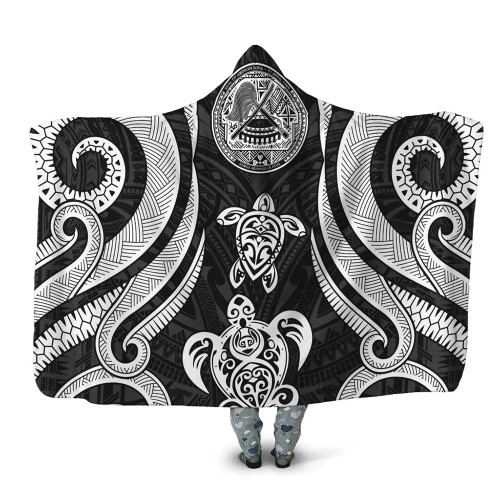 American Samoa Hooded Blanket - White Tentacle Turtle 1