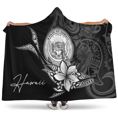 Hawaii Hooded Blanket - Fish With Plumeria Flowers Style 1