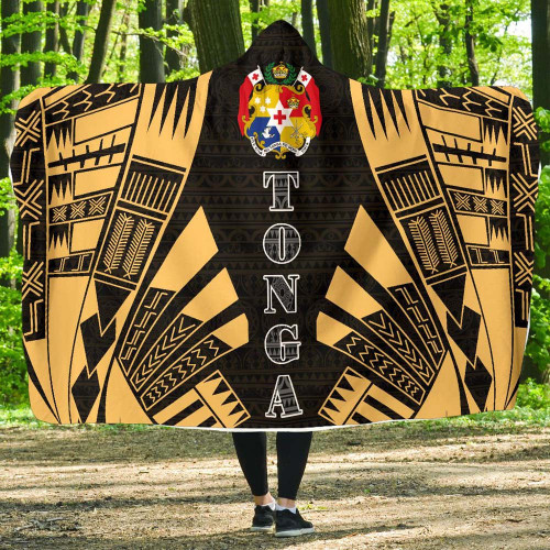 Tonga Hooded Blanket - Polynesian Tattoo Gold 1