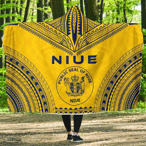 Niue Flag Polynesian Chief Hooded Blanket 1