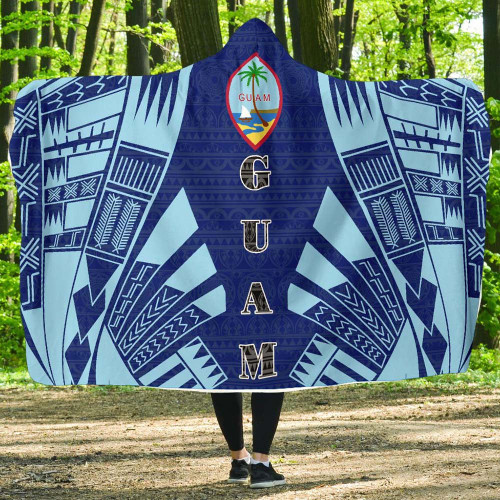 Guam Hooded Blanket - Polynesian Tattoo Flag 1