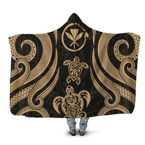 Hawaii Hooded Blanket - Gold Tentacle Turtle 1