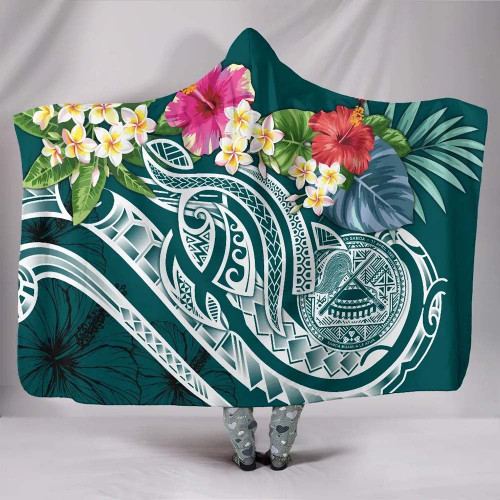 American Samoa Polynesian Hooded Blanket- Summer Plumeria 1