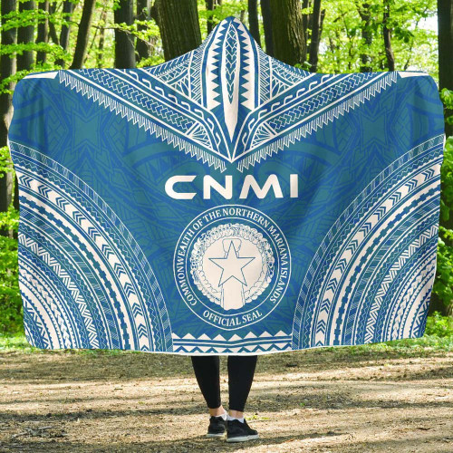 Northern Mariana Islands Flag Polynesian Chief Hooded Blanket 1