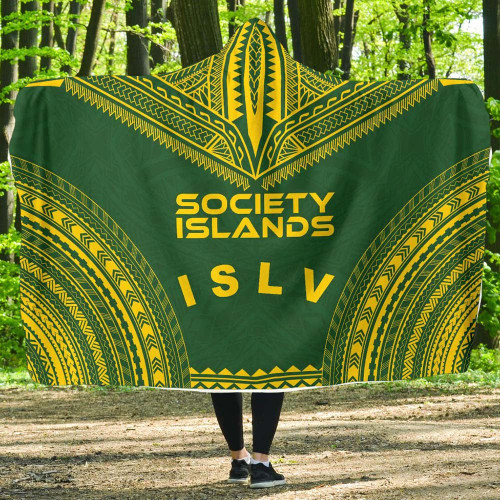 Society Islands Flag Polynesian Chief Hooded Blanket 1