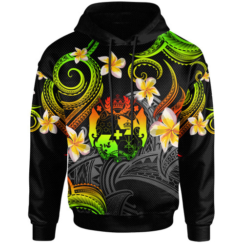 Tonga Hoodie - Custom Personalised Polynesian Waves with Plumeria Flowers (Reggae)