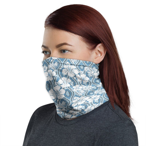 Polynesian Neck Gaiter - Camo Poly Patterns Hibiscus 16 1