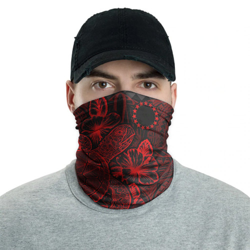 Cook Islands Neck Gaiter - Turtle Hibiscus Red 2