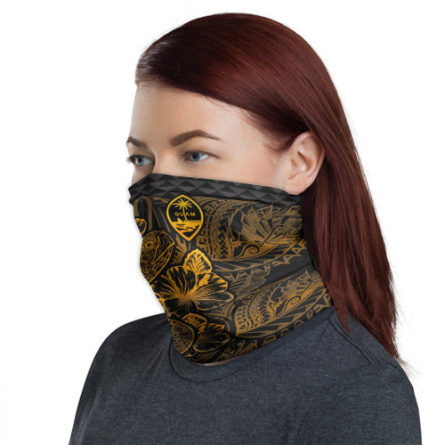 Guam Neck Gaiter - Turtle Hibiscus Gold 1