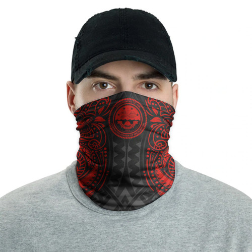 Federated States of Micronesia Neck Gaiter - Floral Tattoo Red 2