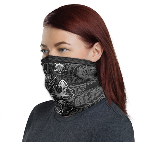 Tuvalu Neck Gaiter - Turtle Hibiscus Black 1